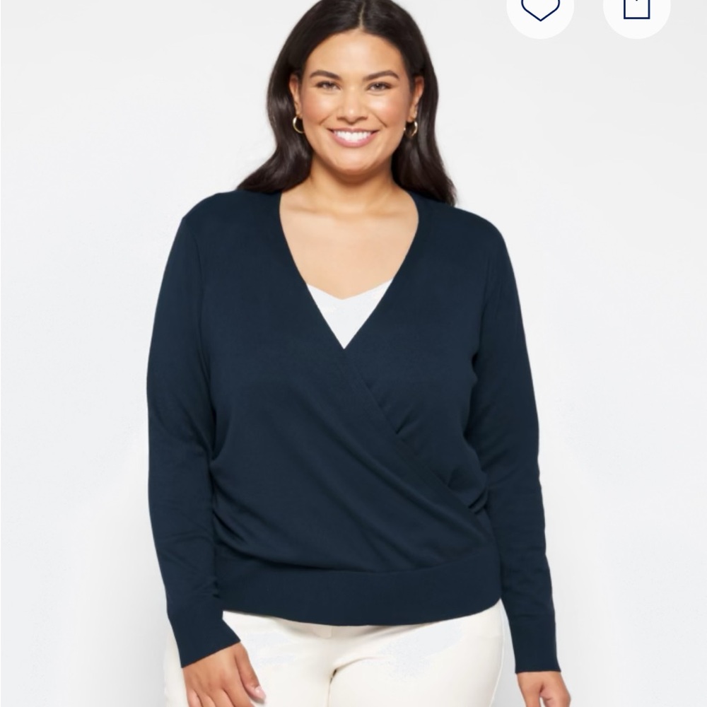 LETY & ME (Stitch Fix) Alesia Surplice Sweater
2X | Navy, Fair used condition